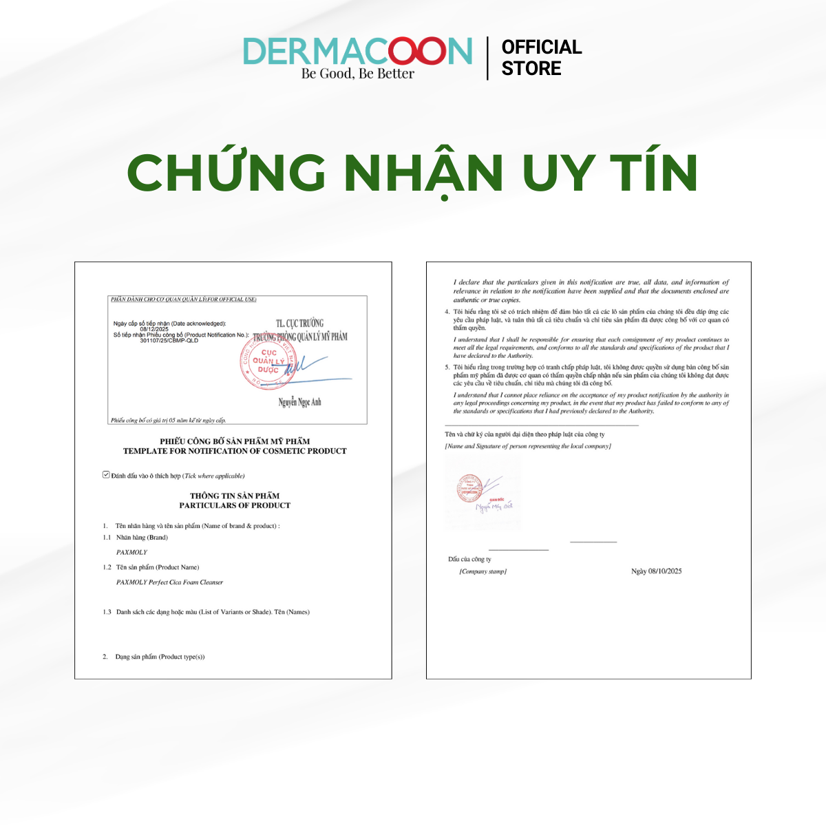 PAXMOLY Perfect Cica Foam Cleanser Sữa rửa mặt tạo bọt Rau má giúp làm sạch sâu và giảm bã nhờn