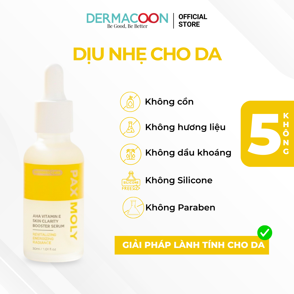PAX MOLY AHA Vitamin E Skin Clarity Booster Serum Tinh chất giúp dưỡng sáng, cải thiện độ đàn hồi cho da