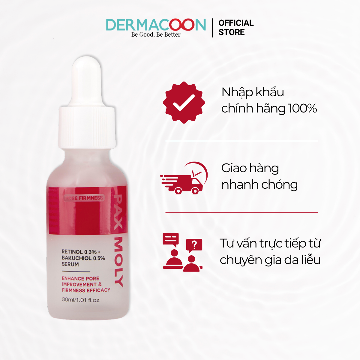 Tinh chất giúp làm mờ thâm và các dấu hiệu lão hoá PAX MOLY Retinol 0.3% + Bakuchiol 0.5% Serum 30ml