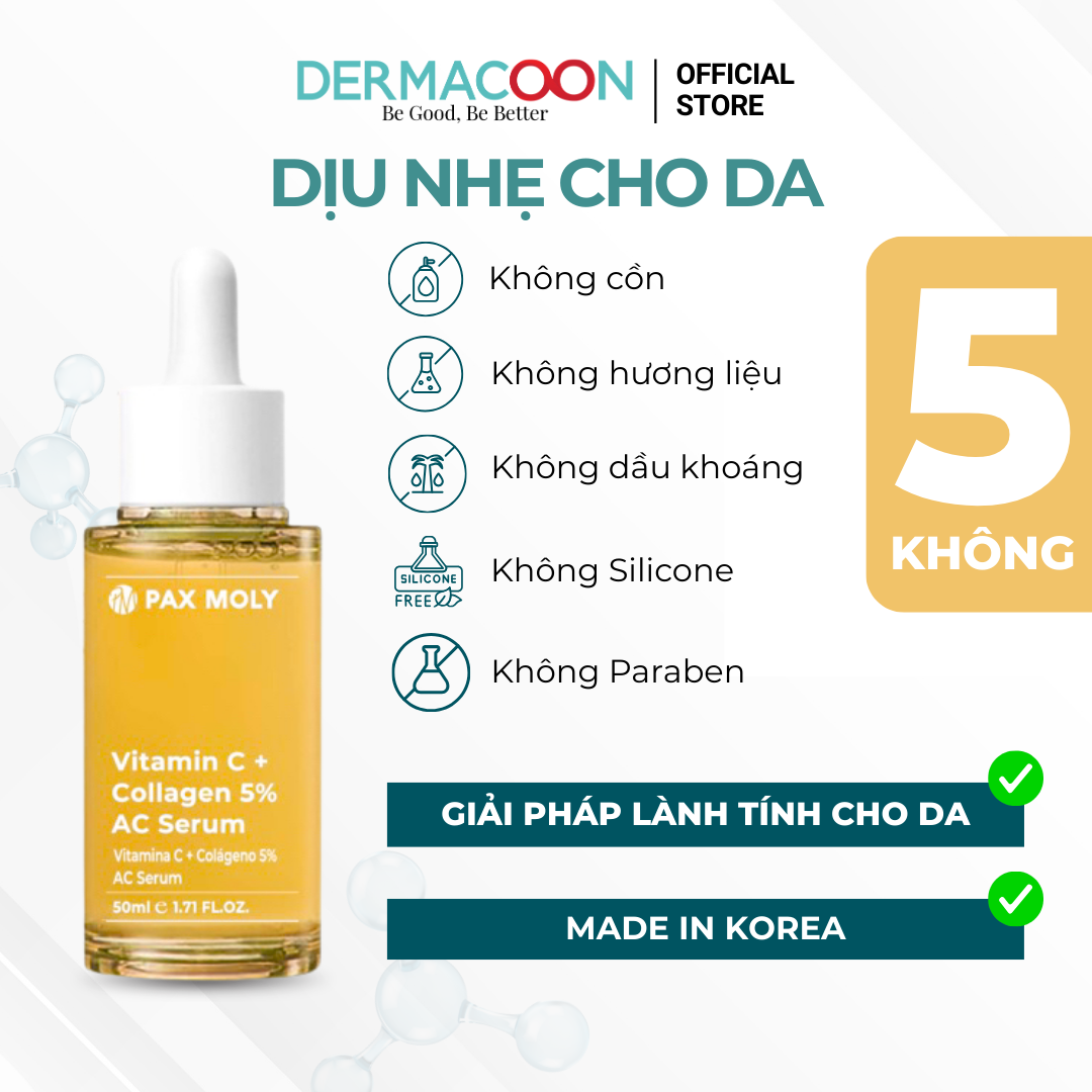 Tinh chất giúp dưỡng sáng và cải thiện độ đàn hồi da PAX MOLY Vitamin C + Collagen 5% AC Serum 50ml