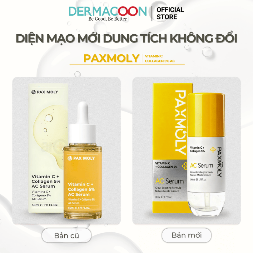 Tinh chất giúp dưỡng sáng và cải thiện độ đàn hồi da PAX MOLY Vitamin C + Collagen 5% AC Serum 50ml