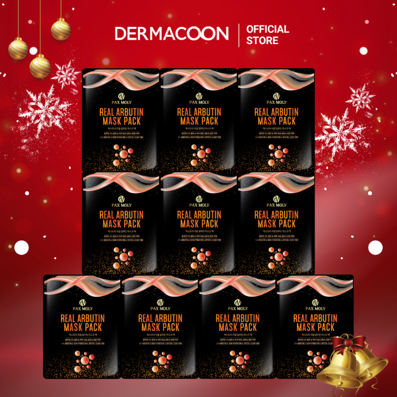 Mặt nạ dưỡng ẩm giúp dưỡng sáng và làm đều màu da PAX MOLY Real Arbutin Mask Pack (Hộp 10 miếng)