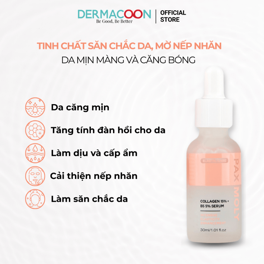 Tinh chất giúp cải thiện độ đàn hồi và làm dịu cho da nhạy cảm PAX MOLY Collagen 15% + B5 5% Serum 30ml