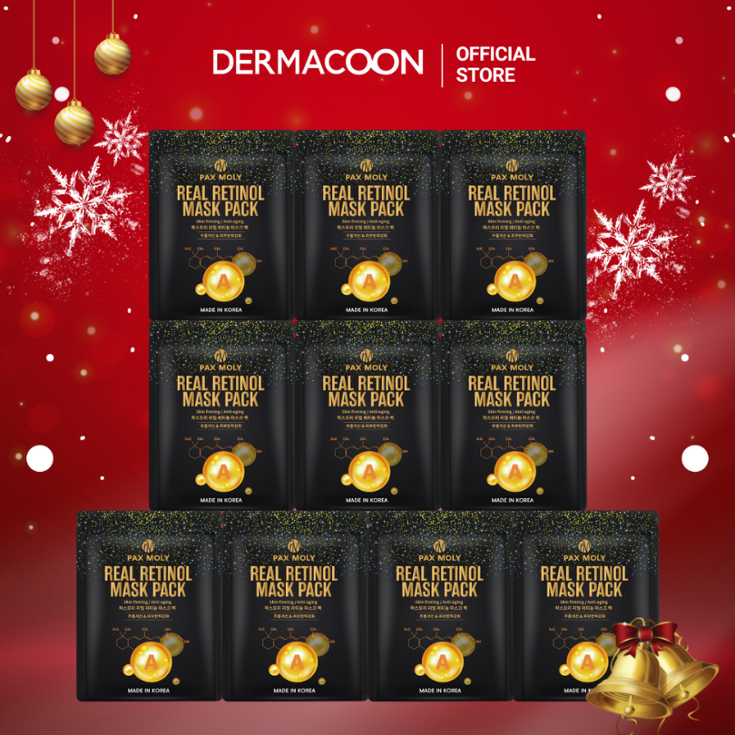 Mặt nạ dưỡng ẩm giúp tăng cường độ đàn hồi và giảm các dấu hiệu lão da PAX MOLY Real Retinol Mask Pack (Hộp 10 miếng)