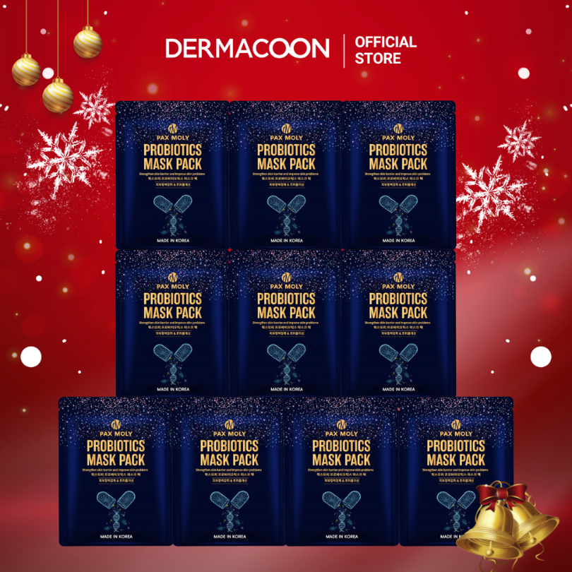 Mặt nạ dưỡng ẩm giúp hạn chế dầu thừa và cải thiện các vấn đề da PAX MOLY Probiotics Mask Pack (Hộp 10 miếng)