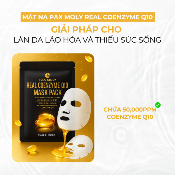 Mặt nạ dưỡng ẩm giúp da săn chắc và làm giảm dấu hiệu lão hoá da PAX MOLY Real Coenzyme Q10 Mask Pack (5 Miếng)
