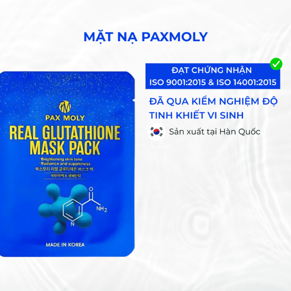 Mặt nạ dưỡng ẩm giúp làm sáng và giảm các dấu hiệu lão hoá da PAX MOLY Real Glutathione Mask Pack 5 Miếng