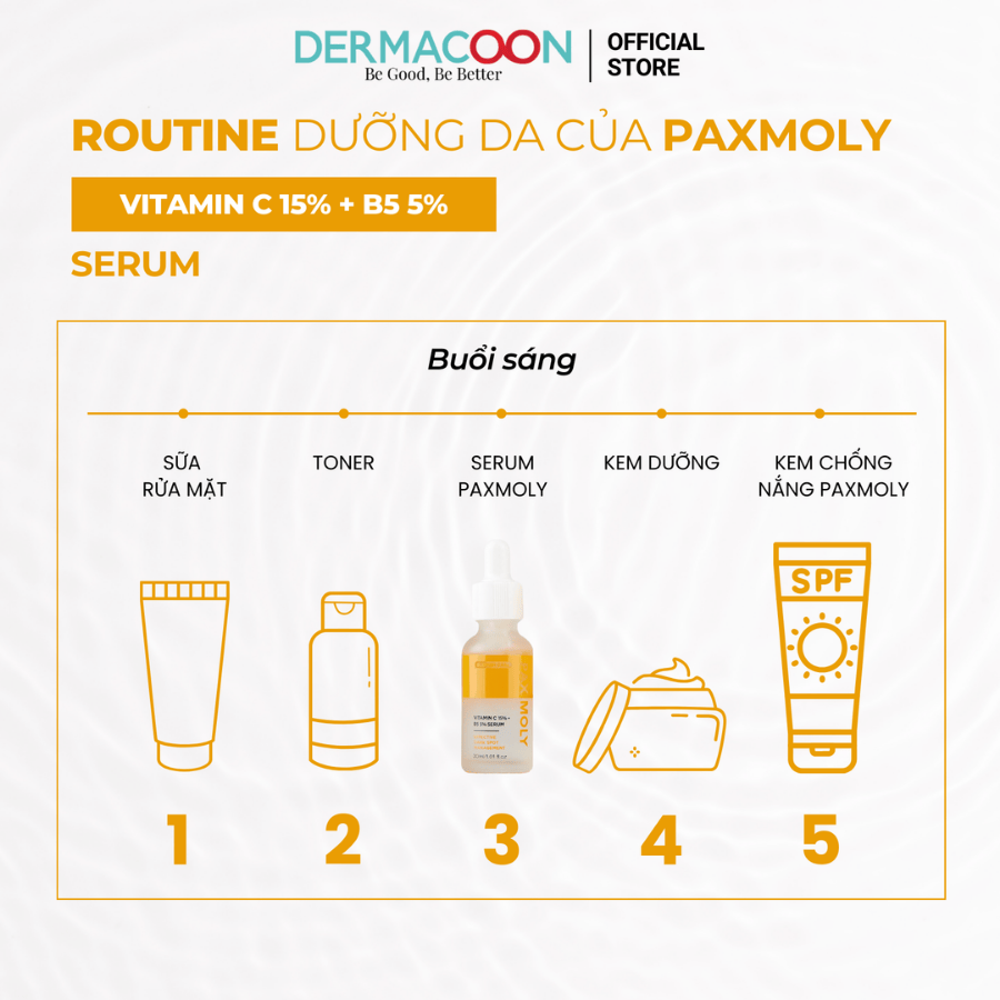 Tinh chất dưỡng sáng và làm giảm các dấu hiệu da thâm sạm PAX MOLY Vitamin C 15% + B5 5% Serum 30ml