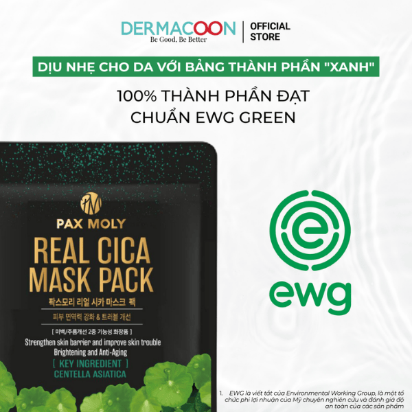 Hộp 10 miếng mặt nạ dưỡng ẩm giúp làm dịu, giảm kích ứng và cải thiện các vấn đề về da PAX MOLY Real Cica Mask Pack