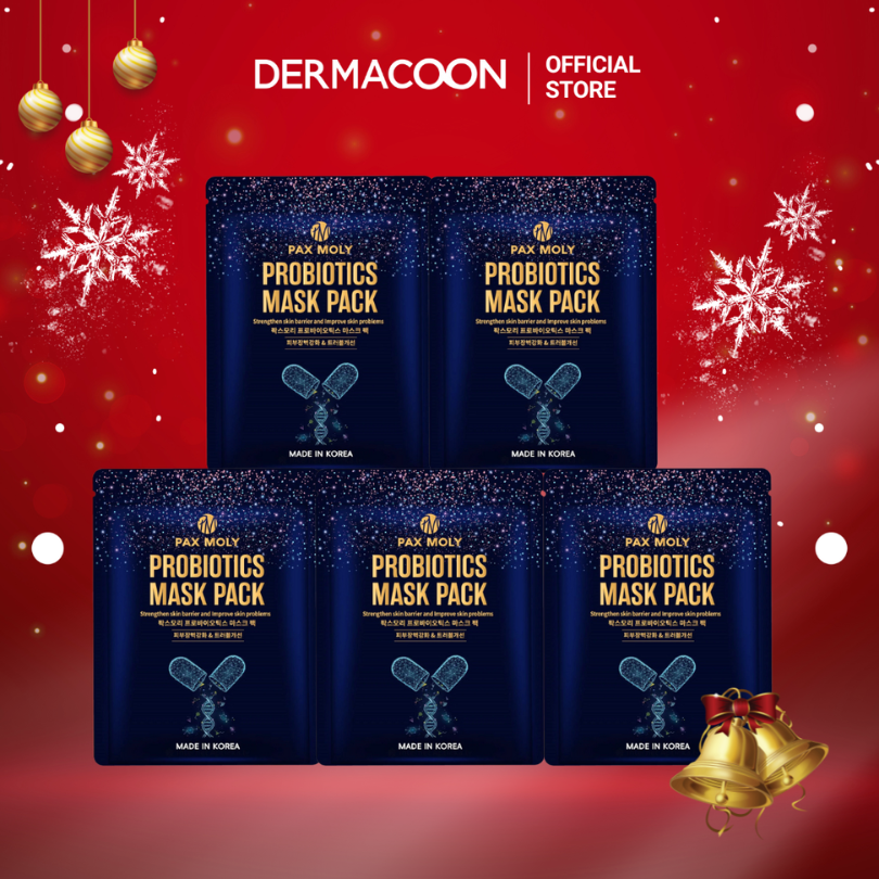 Mặt nạ dưỡng ẩm giúp hạn chế dầu thừa và cải thiện các vấn đề da PAX MOLY Probiotics Mask Pack (5 Miếng)