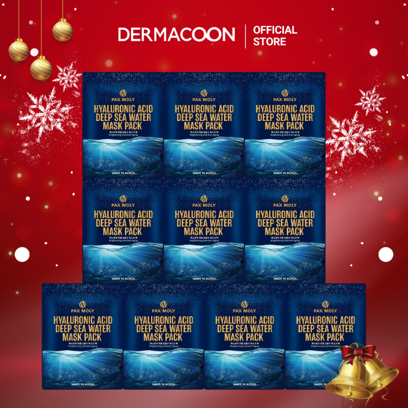 Hộp 10 miếng Mặt nạ dưỡng ẩm chuyên sâu giúp làm dịu kích ứng trên da khô PAX MOLY Hyaluronic Acid Deep Sea Water Mask Pack