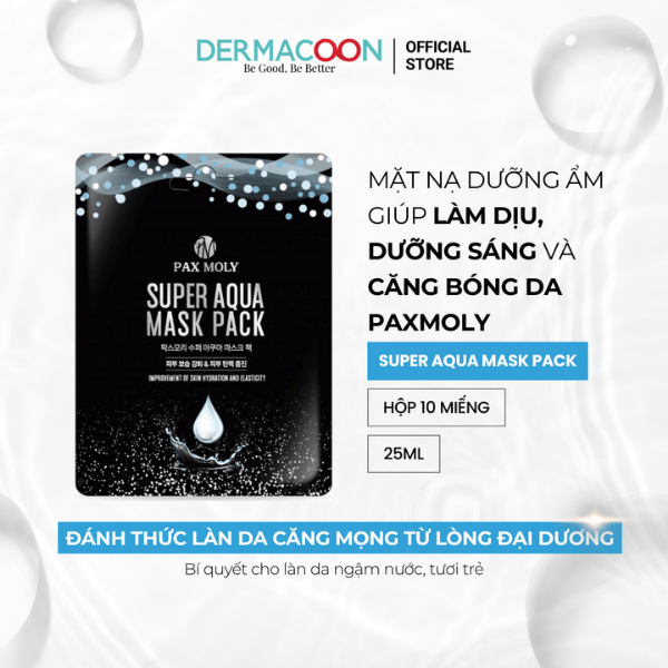 Mặt nạ dưỡng ẩm giúp da mềm mịn căng bóng và tràn đầy sức sống PAXMOLY Super Aqua Mask Pack 5 Miếng