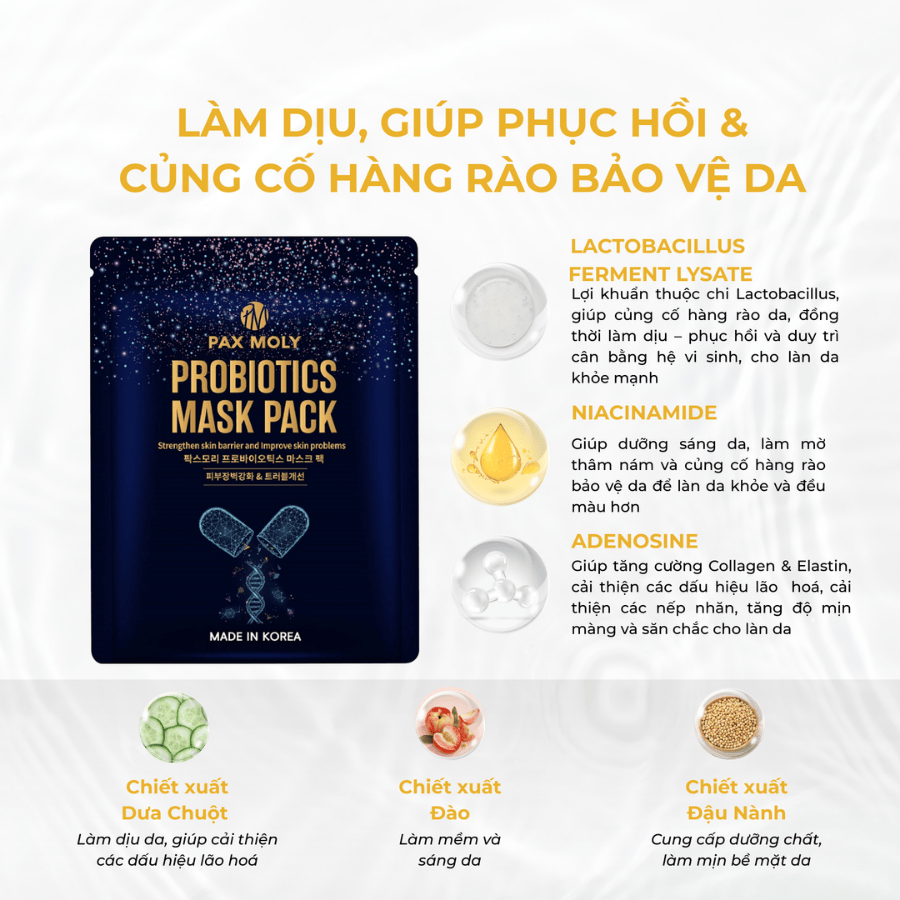 Bộ 5 mặt nạ giúp da săn chắc và đàn hồi Pax Moly (5 miếng x 25ml)