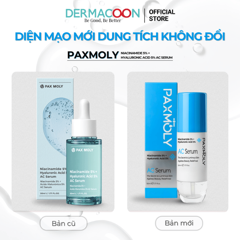 Tinh chất giúp dưỡng ẩm chuyên sâu và làm đều màu da PAX MOLY Niacinamide 5% + Hyaluronic Acid 5% AC Serum 50ml