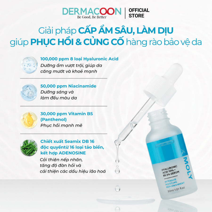 Tinh chất dưỡng ẩm và hỗ trợ khôi phục làn da PAX MOLY Hyaluronic Acid 10% + B5 3% Serum 30ml
