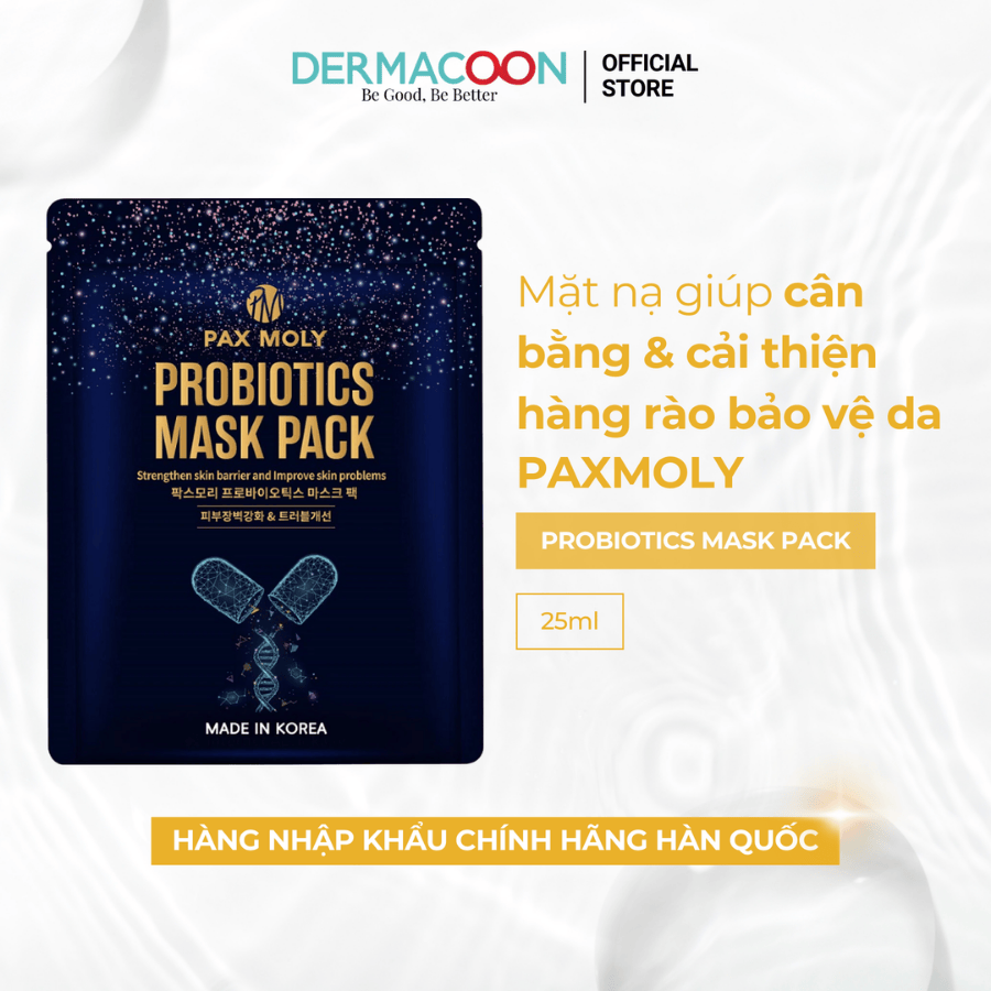 Mặt nạ dưỡng ẩm giúp hạn chế dầu thừa và cải thiện các vấn đề da PAX MOLY Probiotics Mask Pack (Hộp 10 miếng)