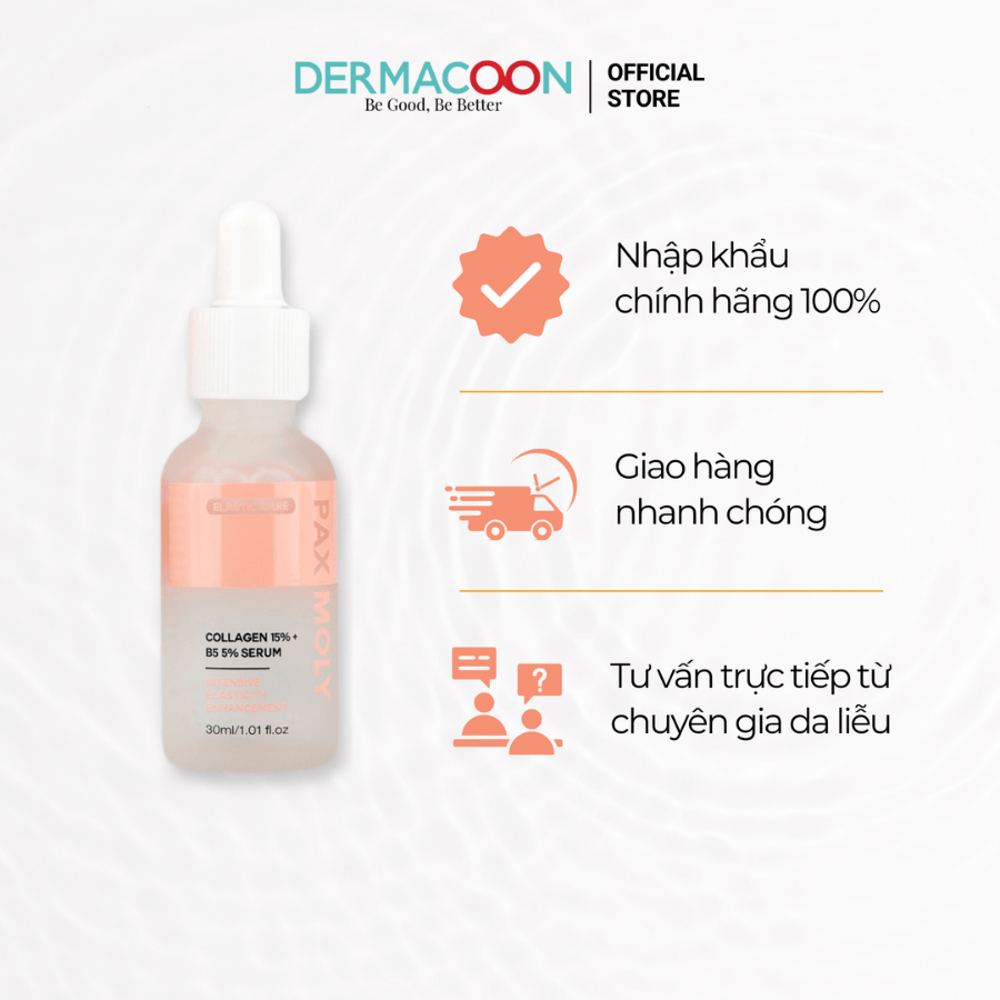 Tinh chất giúp cải thiện độ đàn hồi và làm dịu cho da nhạy cảm PAX MOLY Collagen 15% + B5 5% Serum 30ml