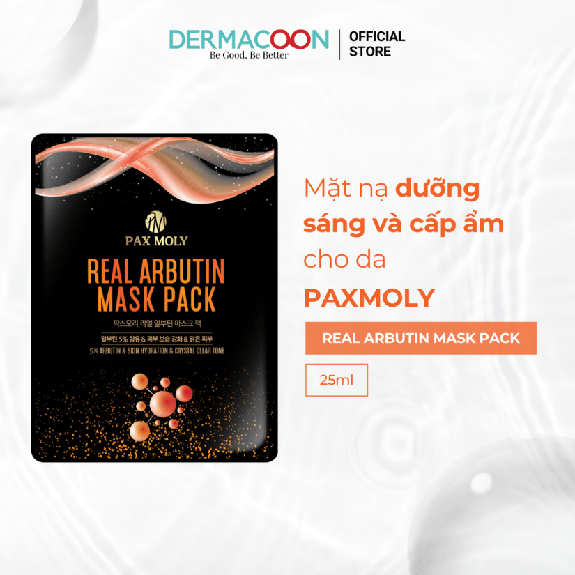 Mặt nạ dưỡng ẩm giúp dưỡng sáng và làm đều màu da PAX MOLY Real Arbutin Mask Pack (5 Miếng)
