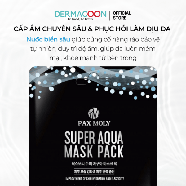 Mặt nạ dưỡng ẩm giúp da mềm mịn căng bóng và tràn đầy sức sống PAXMOLY Super Aqua Mask Pack (Hộp 10 miếng)