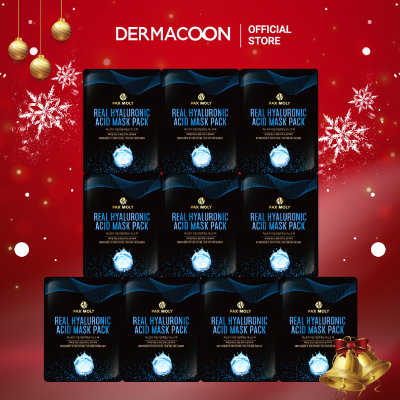 Mặt nạ dưỡng ẩm giúp làm dịu da và cải thiện da khô ráp PAX MOLY Real Hyaluronic Acid Mask Pack (Hộp 10 miếng)