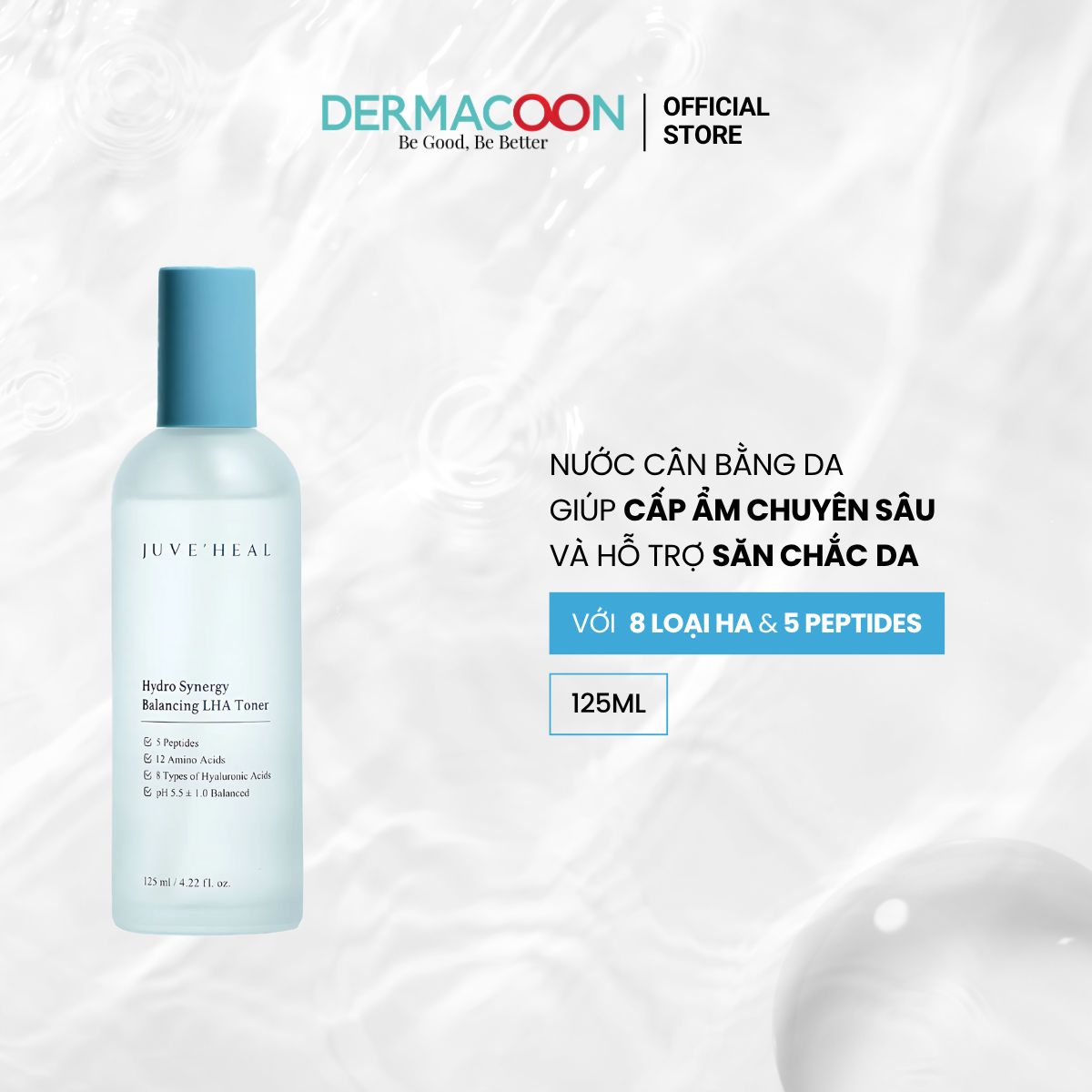 Nước cân bằng cấp ẩm dưỡng sáng da Juve’Heal Hydro Synergy Balancing LHA Toner 125ml