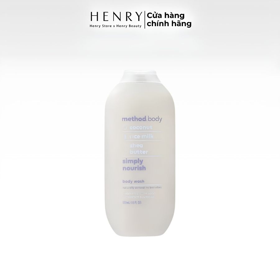Sữa Tắm Method Simply Nourish Body Wash 532ml – Dưỡng Ẩm Từ Dừa & Sữa Gạo, Làm Sạch Dịu Nhẹ Cho Mọi Loại Da
