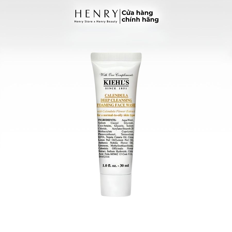 [Hàng Công Ty] Sữa Rửa Mặt Hoa Cúc Kiehl's Calendula Deep Cleansing Foaming Face Wash 30ml – Làm Sạch Dịu Nhẹ, Giảm Dầu Thừa & Cho Da Tươi Mát