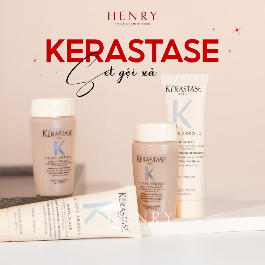 Set Gội Xả Kérastase Gloss Absolu 30ml x 2 Phục Hồi & Giữ Màu Tóc Nhuộm
