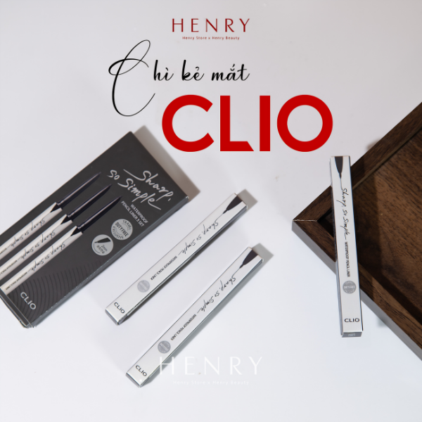 Chì Kẻ Mắt Clio Sharp, So Simple Waterproof Pencil Liner (Màu Đen), Siêu Mảnh, Siêu Lì