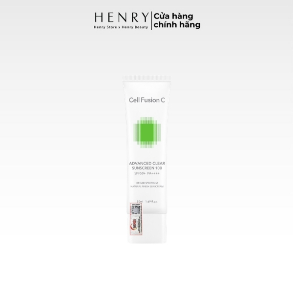 Kem Chống Nắng Cell Fusion C Advanced Clear Sunscreen 100 SPF50+ PA++++ 50ml – Kiểm Soát Dầu, Hiệu Chỉnh Tone Da