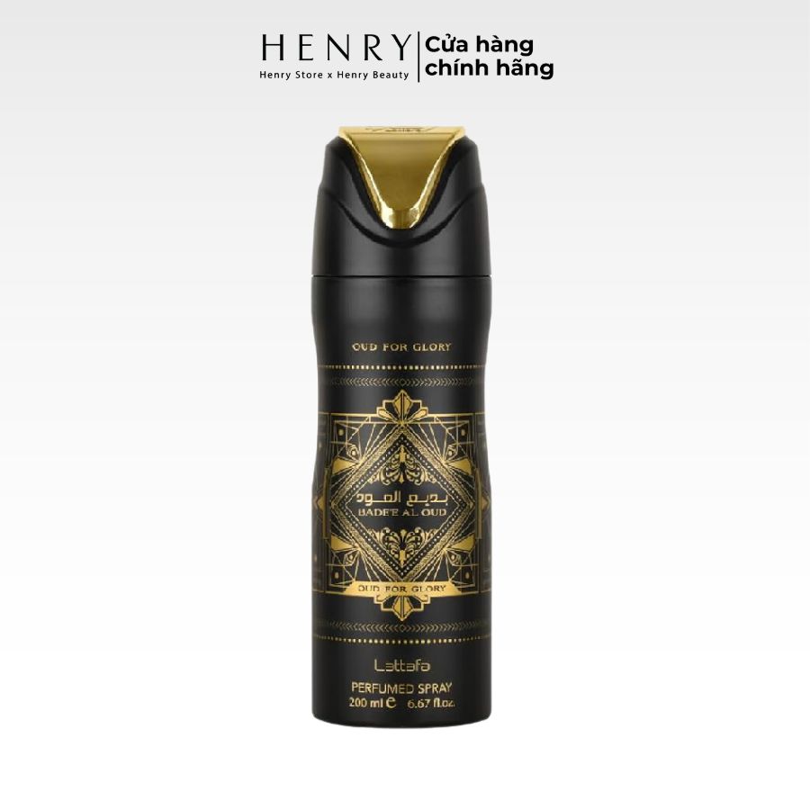 [Nắp Vàng] Xịt Thơm Toàn Thân Nam Lattafa Bade'e Al Oud - Oud For Glory 200ml
