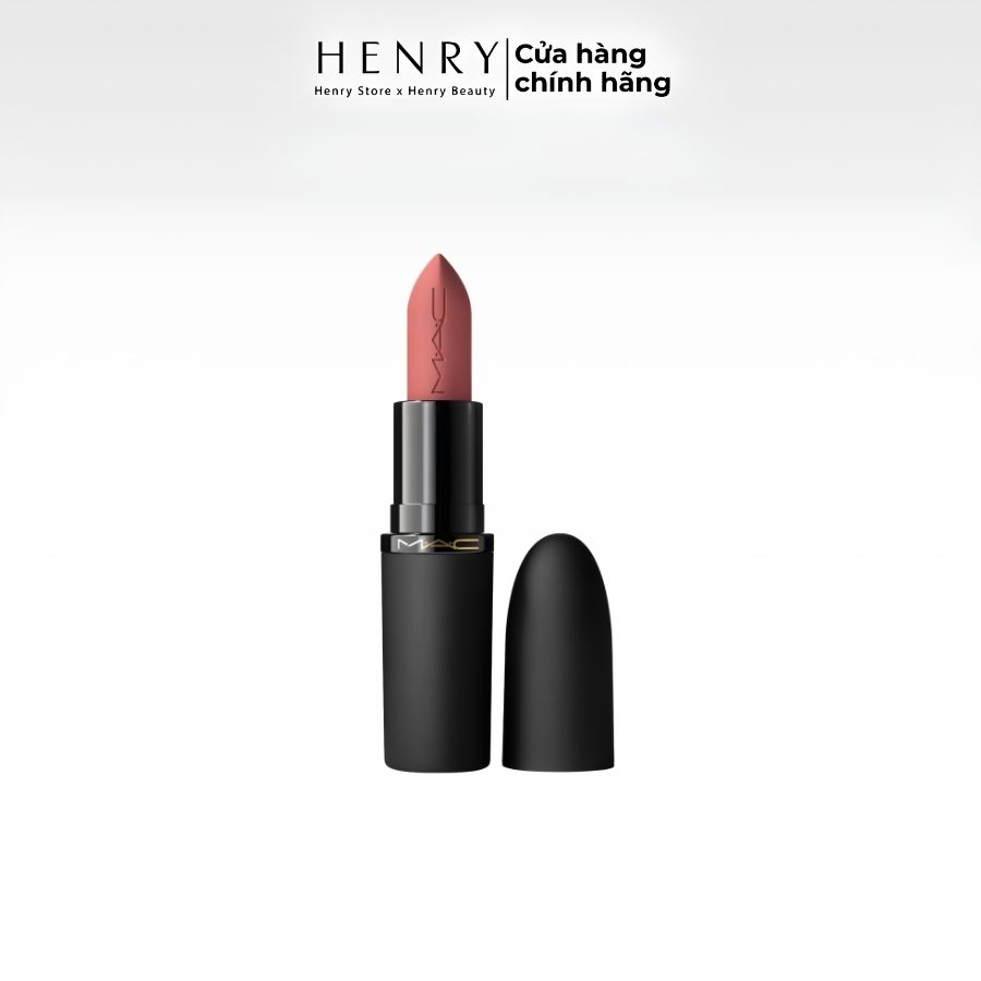 Son MAC Powder Kiss Lipstick #912 Taken Nude 3g – Son Lì Mờ Hazy Matte Màu Đỏ Beige Ấm Thời Thượng