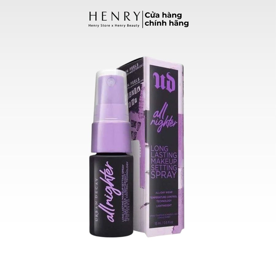 [Mini 15ml/ HSD T3/2028] Xịt Khoá Nền Urban Decay All Nighter Setting Spray Giữ Lớp Nền Hoàn Hảo Suốt 16 Giờ