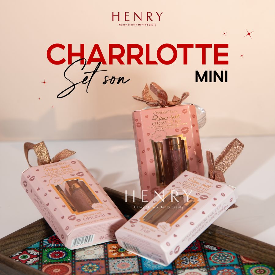 Set Son Bóng & Chì Kẻ Môi Charlotte Tilbury Mini Pillow Talk Glossy Lip Kit (Gồm 3 Phiên Bản: Original / Medium / Fair)