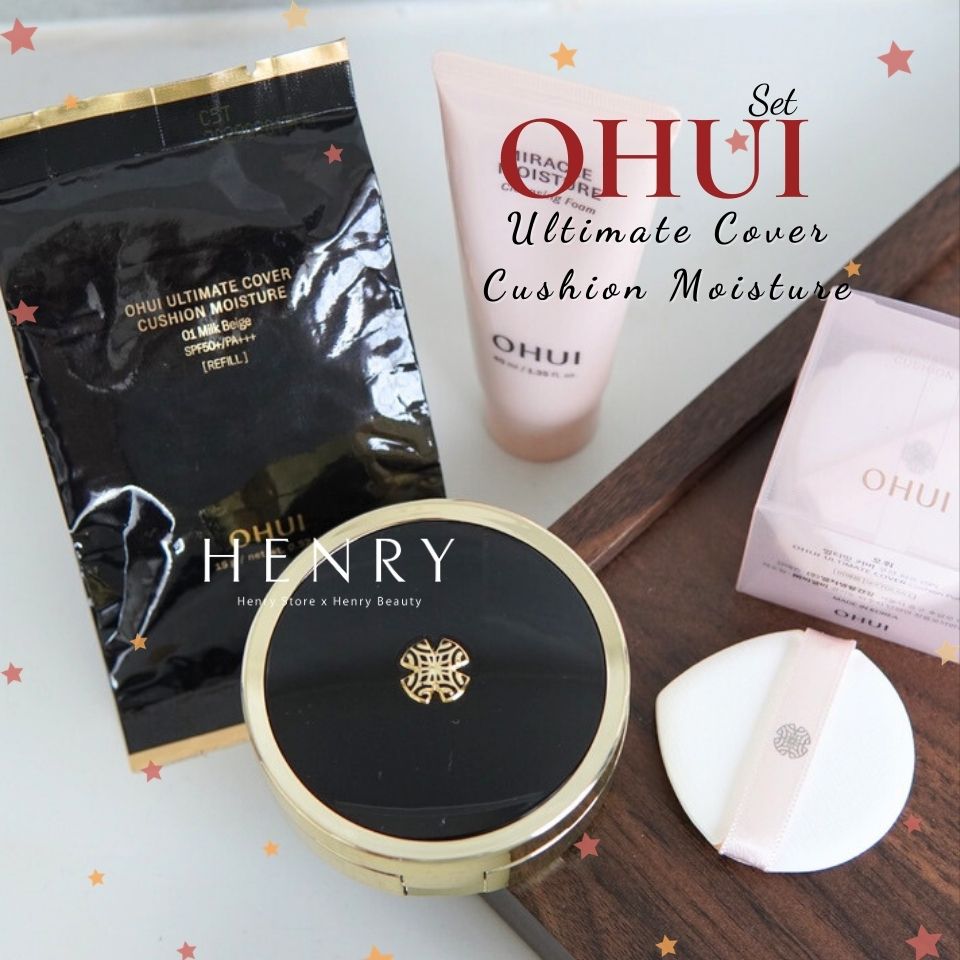 [FULL SET] Phấn Nước Ohui Ultimate Cover Cushion Moisture SPF50+/PA+++ (Màu 01 Milk Beige)