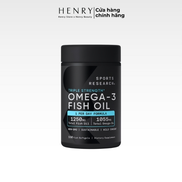 Viên Uống Dầu Cá Sports Research Triple Strength Omega-3 Fish Oil 150 Viên – Bổ Sung Omega-3 EPA & DHA