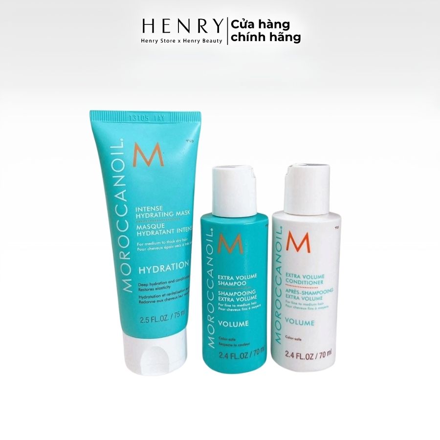 [Minisize] Set Chăm Sóc Tóc Moroccanoil Volume & Hydration – Bộ 3 Món Cho Mái Tóc Bồng Bềnh, Mềm Mượt
