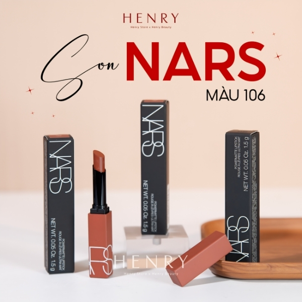 Son NARS Powermatte Lipstick #106 Dark Star – Nâu Caramel Pha Cam Hồng Cá Tính, Cuốn Hút