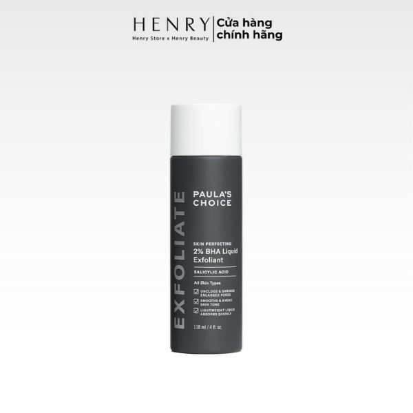 [Hàng xách tay] Dung Dịch Tẩy Da Chết Paula's Choice Skin Perfecting 2% BHA Liquid Exfoliant – Hỗ Trợ Giảm Mụn Đầu Đen, Làm Sạch Lỗ Chân Lông & Cải Thiện Kết Cấu Da