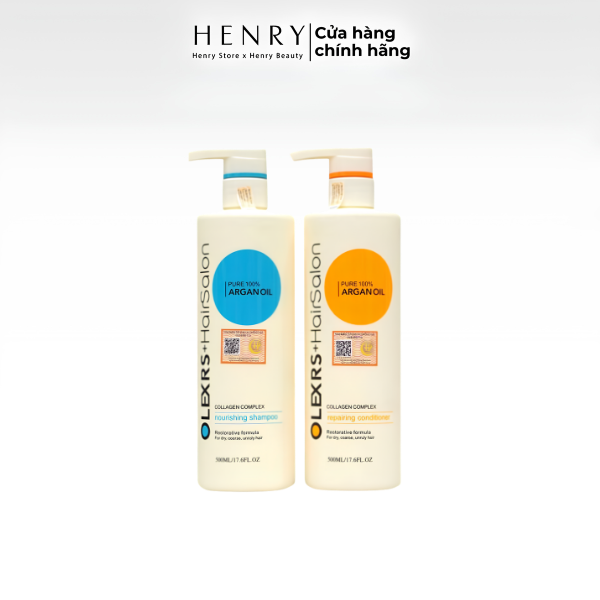 Set Dầu Gội + Xả Olexrs Argan Oil Collagen Hair Salon 960ml x 2 – Phục Hồi Tóc Khô Xơ, Dưỡng Tóc Mềm Mượt Chuẩn Salon