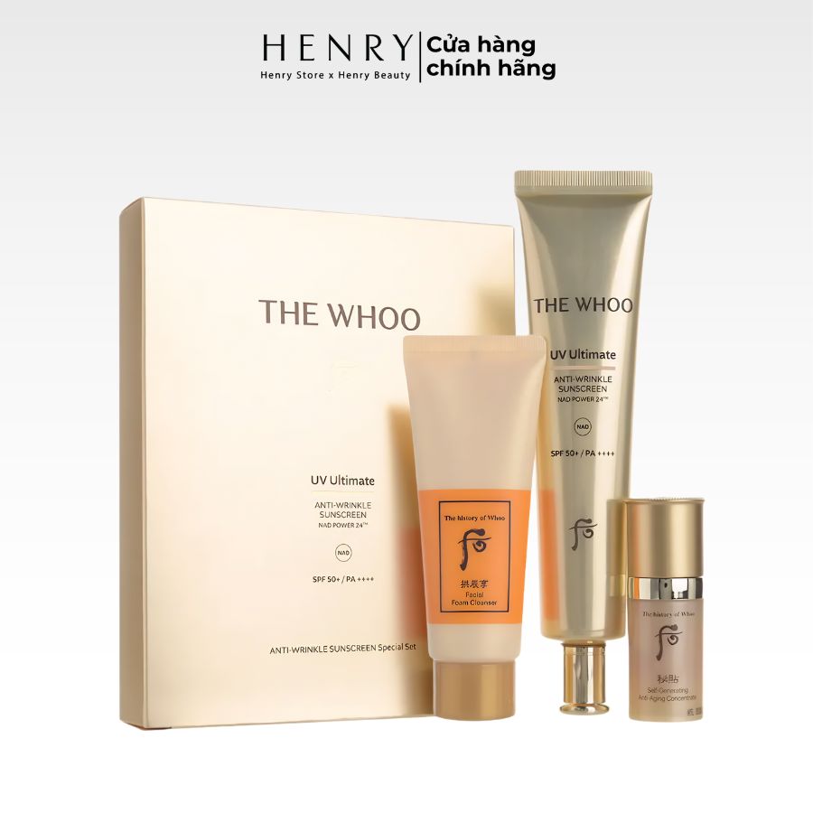 Set Kem Chống Nắng Trẻ Hóa Da Whoo UV Ultimate Anti-Wrinkle Sunscreen 75ml