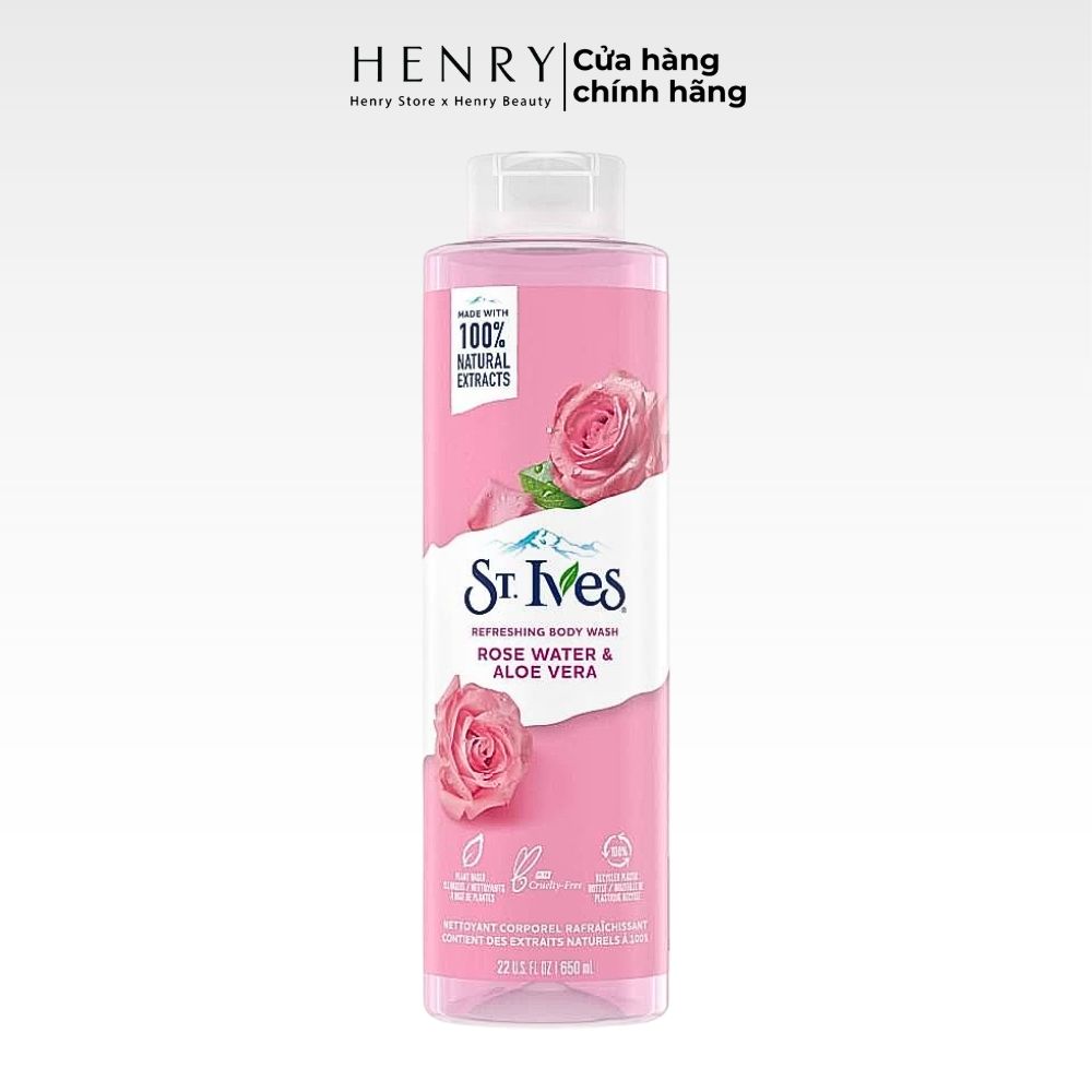 Sữa tắm tẩy tế bào chết ST.Ives Rose Water & Aloe Vera 650ml