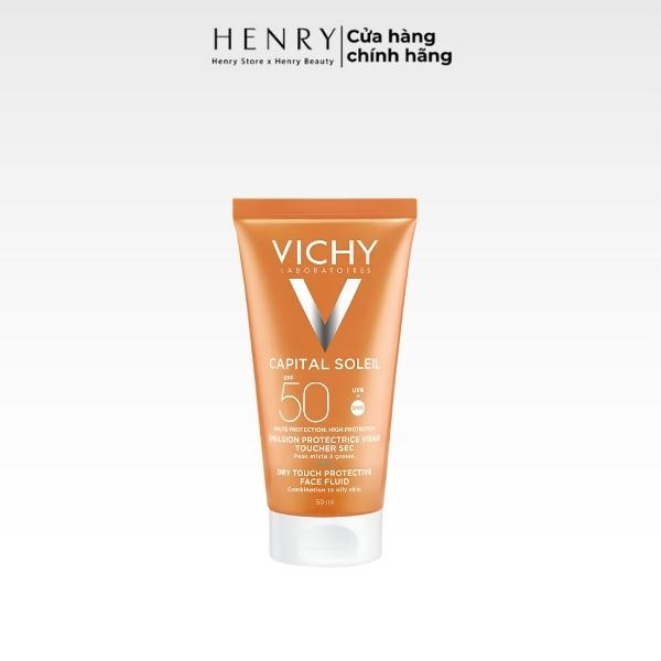 Kem Chống Nắng Vichy Capital Soleil Dry Touch Face Fluid SPF50+ 50ml – Kiềm Dầu, Bảo Vệ Da Toàn Diện & Nâng Tông Tự Nhiên
