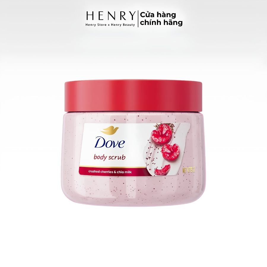 [Bản Mỹ] Tẩy Tế Bào Chết Dove Crushed Cherries & Chia Milk Body Scrub 425g  – Làm Sạch Da Dịu Nhẹ, Dưỡng Ẩm & Hương Anh Đào Hạt Chia Ngọt Ngào