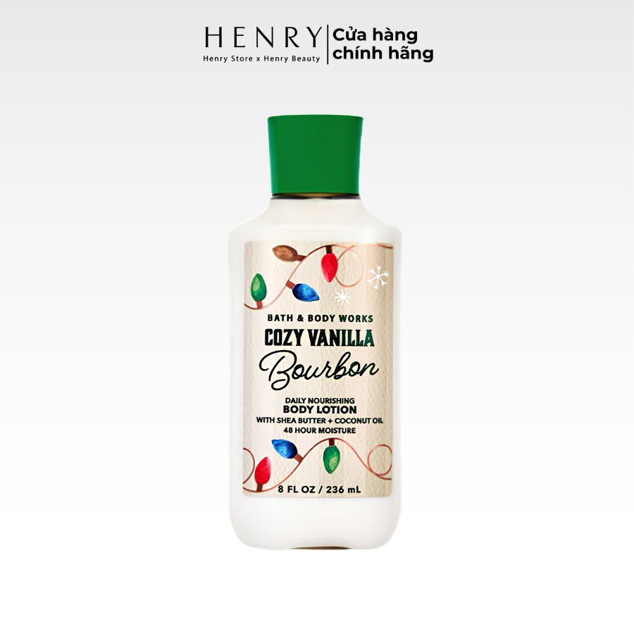 Sữa Dưỡng Thể Hương Nước Hoa Bath & Body Works Cozy Vanilla Bourbon 236ml Hương Vanilla Ngọt Ngào, Ấm Áp & Sang Trọng