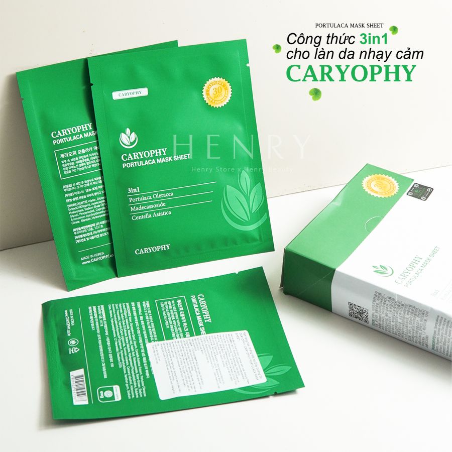 [Hàng Công Ty] Mặt Nạ Miếng Dành Cho Da Dầu Mụn Caryophy Portulaca Mask Sheet