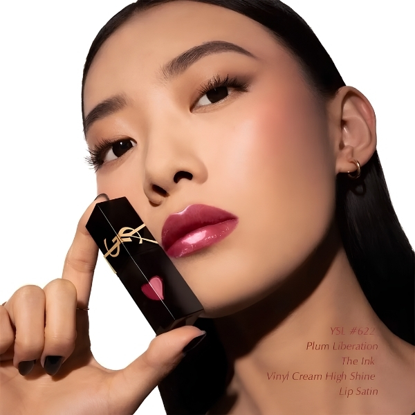 Son YSL The Inks Vinyl Cream #622 Plum Liberation – Son Kem Bóng Màu Hồng Mận Sang Trọng