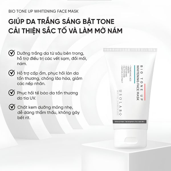 [ Hàng Công Ty] Mặt Nạ Ủ Trắng Usolab Bio Tone Up Whitening Face Mask 50ml – Dưỡng Sáng Đa Tầng, Da Rạng Rỡ Và Căng Mịn