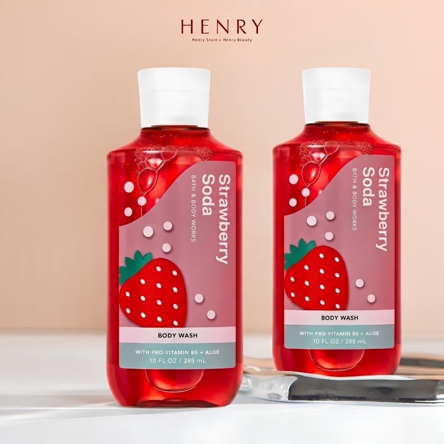 Sữa Tắm Bath & Body Works Strawberry Soda With Pro-Vitamin B5 + Aloe Body Wash 295ml