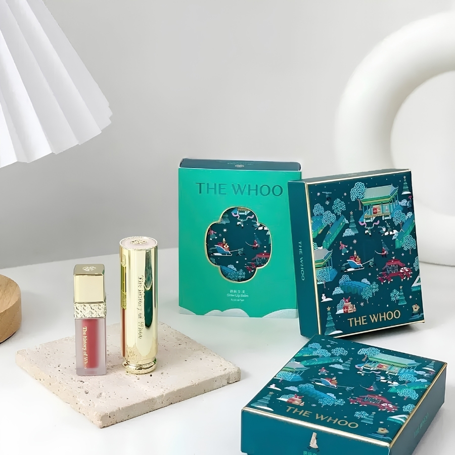 Set Son Dưỡng Whoo Glow Lip Balm Pink Special & Son Kem Velvet 18 Rose Pink – Set Son Môi Cao Cấp Kèm Túi